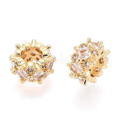 Латунные микро проложить кубического циркония бусы KK-N275-04G-1