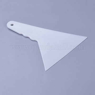 プラスチックスクレーパツール  三角形  ホワイト  12x10x0.35cm  穴：0.5のCM&nbsp;TOOL-WH0117-24-1