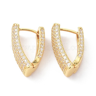 Латунные микро проложить серьги обруча кубического циркония ZIRC-P090-03G-1