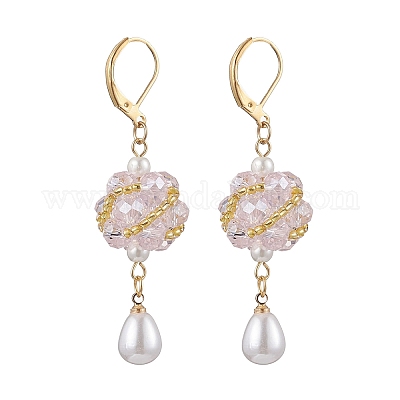 Стеклянные серьги-капли с застежкой-рычагом EJEW-MZ00531-03-1