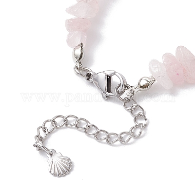 Браслеты из круглых бусин из натурального розового кварца и стеклянных ракушек BJEW-JB12303-03-1