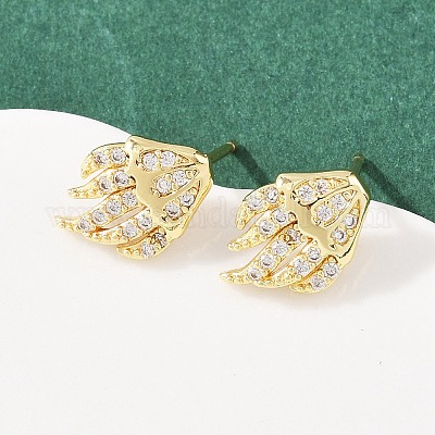 Комплект из латунного кулона и серег-гвоздиков с микропаве из кубических цирконий для женщин SJEW-F227-01L-G-1