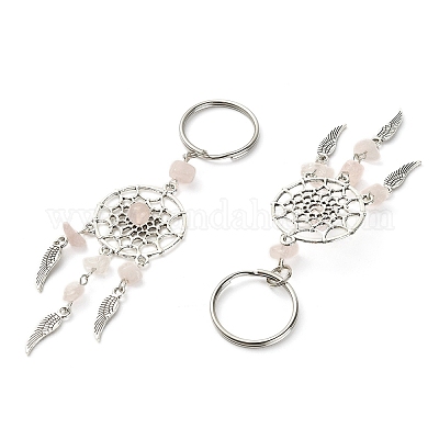 Брелок из розового кварца с натуральными чипсами KEYC-YW0001-01-1