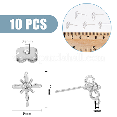 10 шт. фурнитура для сережек-гвоздиков в форме звезды из латуни KK-FH0006-78-1