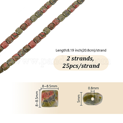 2 нить натуральных бусин из унакита G-GA0001-83-1
