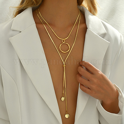 Женские ожерелья с двухслойной регулируемой подвеской-ползунком из нержавеющей стали SJ4314-1