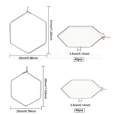 80 шт. 2 стиля фурнитуры для сережек-колец из нержавеющей стали 304 STAS-CA0001-93-1