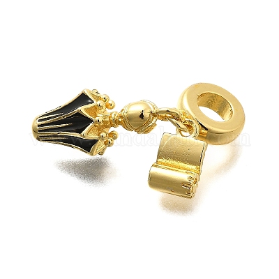 Латунные эмалевые европейские подвески для бадминтона KK-C087-11G-1