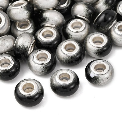 Двухцветные непрозрачные европейские бусины-рондель из смолы RESI-Z046-02H-1