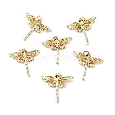 Подвески из прозрачного и черного кубического циркония из латуни с реечным покрытием KK-H341-06G-1