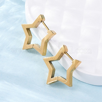 Серьги-кольца Huggie Hoop из нержавеющей стали 304 в форме звезды STAS-H156-05G-1
