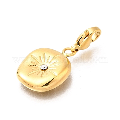 Плоские круглые подвески из нержавеющей стали 304 со стразами STAS-R159-53G-04-1