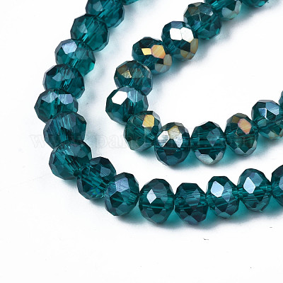 Стеклянные бусины с гальваническим покрытием  EGLA-A034-T6mm-B25-1