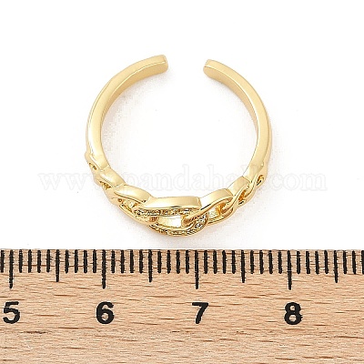 Открытые манжеты из латуни с микропаве и прозрачным фианитом RJEW-G343-25G-1