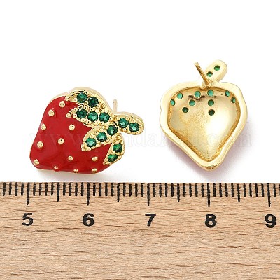 Латунные микро проложить серьги стержня кубического циркония EJEW-F895-27C-02G-1