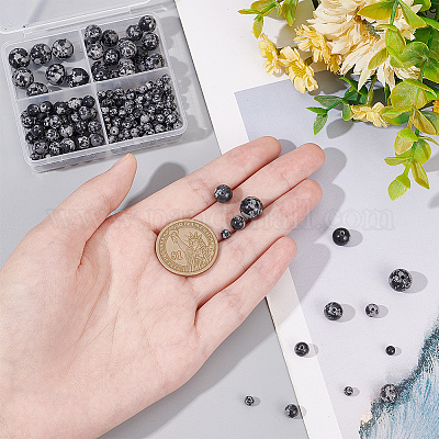 179 шт. 4 размера синтетических бусин обсидиана в виде снежинок G-AR0005-39-1