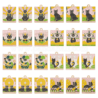 24шт 8 подвески из сплава ситила с эмалью прямоугольной формы ENAM-HY0001-43-1