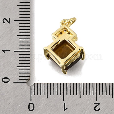 Подвески в форме ромба с огранкой из натурального тигрового глаза KK-U072-07G-1