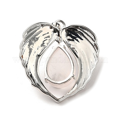 Подвески из натурального розового кварца в форме капли KK-K331-02P-02-1