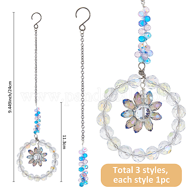 3 шт. стеклянные подвесные украшения HJEW-FH00050-1