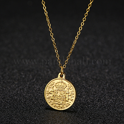 Стильные плоские круглые монеты из нержавеющей стали 304 для ежедневного ношения. JJ2205-2-1