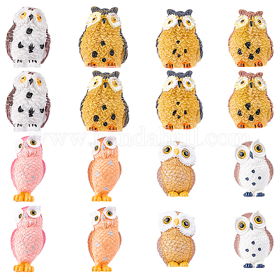 16шт 8-х стилевые фигурки совы из смолы DJEW-DR0001-09-1
