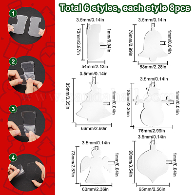 48 шт. 6 стиля рождественские акриловые большие подвески FIND-SC0011-43-1