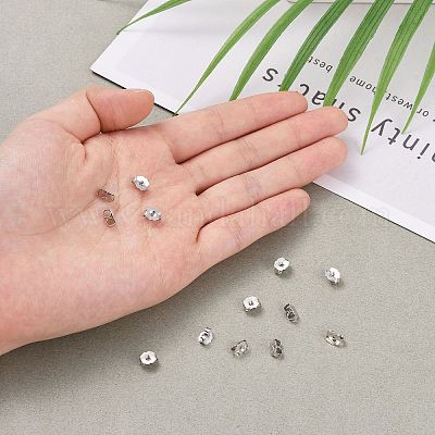 925 tuerca para pendientes de plata de ley chapada en rodio antideslustre&nbsp;STER-E041-11B-1