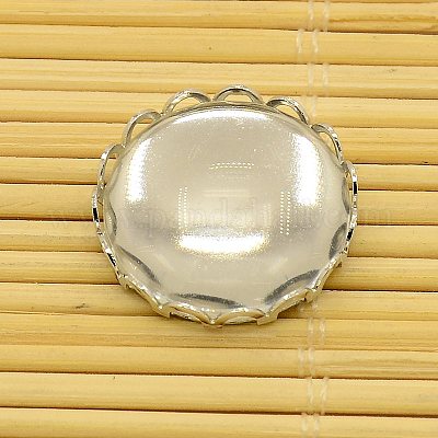 Сеттинги латунь кабошон и плоские круглые прозрачные ясно стекло кабошоны KK-X0003-P-RS-1