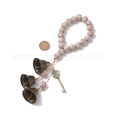 Подвеска-ключ в виде колокольчика из латуни HJEW-JM04230-03-1