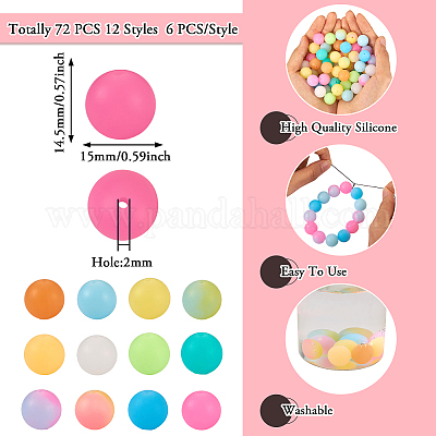 72 шт. двухцветные светящиеся круглые бусины из пищевого силикона SIL-TA0001-37-1