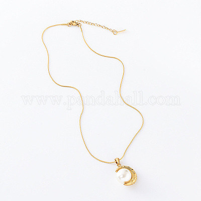 3 шт. винтажные ожерелья из нержавеющей стали с имитацией жемчуга в форме луны для женщин GQ0177-1