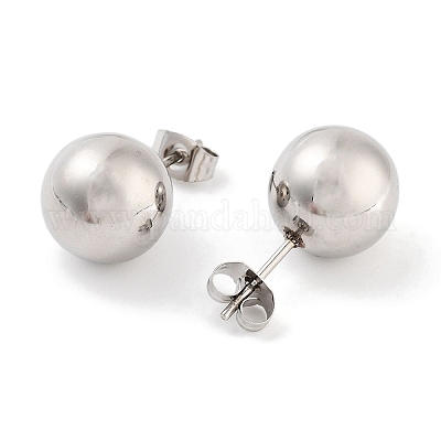 Не тускнеющие круглые серьги-гвоздики из хирургической нержавеющей стали 316 для женщин и мужчин EJEW-Z050-17P-1