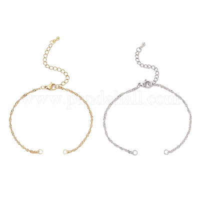 2 шт. 2 цвета 304 нержавеющая сталь сингапурская цепочка для изготовления браслета AJEW-JB01345-1