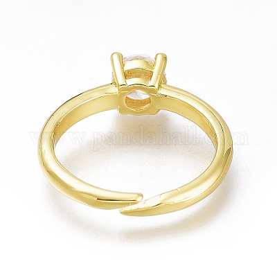 Латунные кольца-пасьянсы с микропаве и прозрачным кубическим цирконием&nbsp;LS-RJEW-N031-13G-1