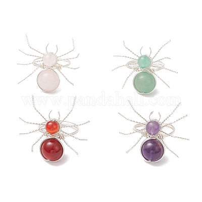 3 шт. кольца из натуральных драгоценных камней RJEW-TA00211-1