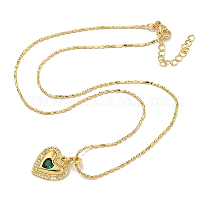 Женские ожерелья с подвеской в виде персикового сердца из латуни с кубическим цирконием NJEW-Q346-03G-01-1