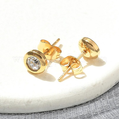 Ионное покрытие (ip) плоские круглые серьги-гвоздики из нержавеющей стали 304 EJEW-C099-16A-1