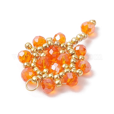 Подвески-цветы из стеклянных бусинок ручной работы PALLOY-MZ00492-03-1