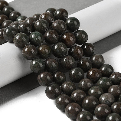 Нити натуральных красно-зеленых бусин из яшмы G-P530-B03-04-1