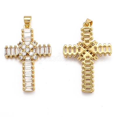 Латунные микропаве прозрачные подвески с фианитом ZIRC-J025-51G-03-1