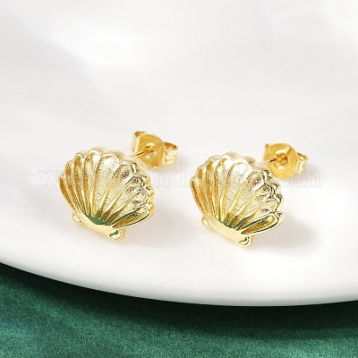 Латунь серьги EJEW-R032-02G-1