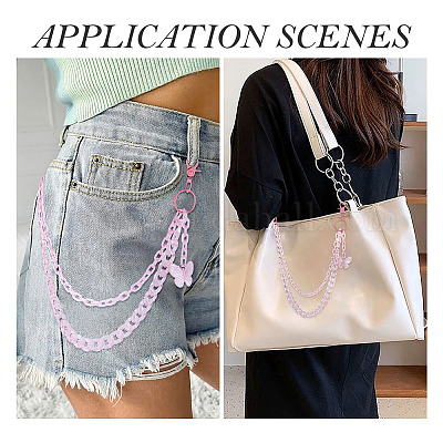 Акриловые бабочки многослойные цепочные ремни для джинсовых брюк&nbsp;HJEW-TAC0113-1