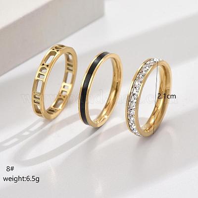 3 шт. полые кольца из нержавеющей стали 304 с микропаве прозрачного кубического циркония с эмалью FS-WGFDE09-06-1