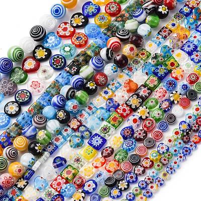 Ручной работы millefiori стеклянные бусины нитки LAMP-R006-02-1