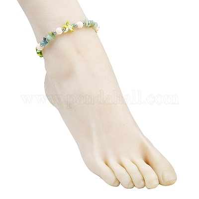 Браслеты на лодыжку с бусинами из синтетической морской звезды AJEW-AN00733-03-1