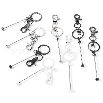 8 Stück 4-Farben-Legierung Beadable Bar Schlüsselanhänger für DIY Handwerk Schmuckherstellung&nbsp;KEYC-TA0001-36-1