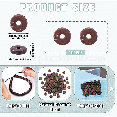 100 шт. натуральные кокосовые бусины COCO-TA0001-01A-1