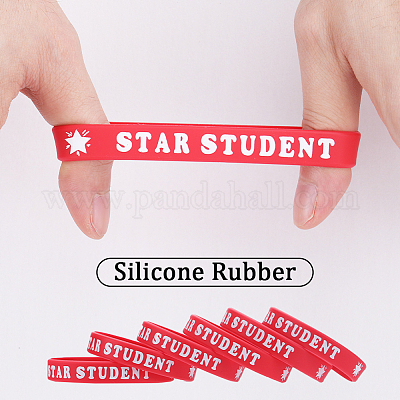 Браслет-браслет с силиконовым шнуром для студента и звезды BJEW-WH0018-49A-1