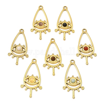 Подвески-капли из натуральных смешанных драгоценных камней STAS-K258-23G-1